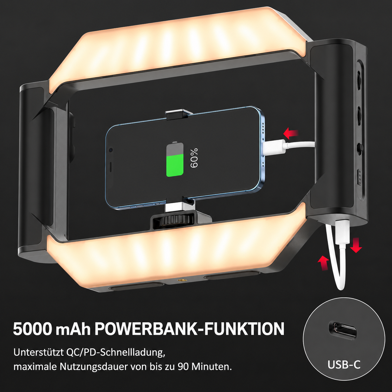 U-Rig Light™ Vlog Rig mit LED-Licht & Bluetooth-Fernauslöser