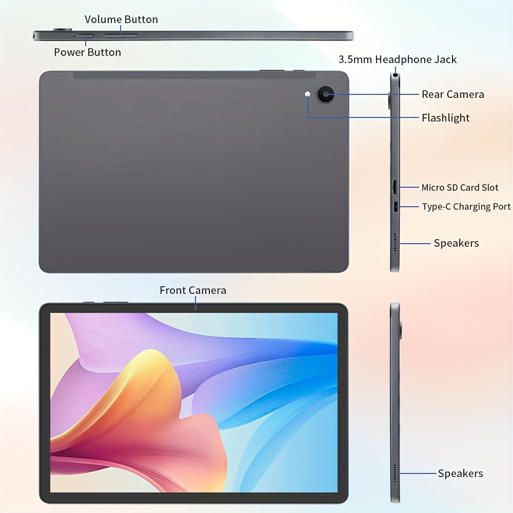 Tablet Computer, 10.95 Inch Display Screen, Android 15 Operating System, Including Protective Case, 12GB RAM (6GB+6GB Expansion), 128GB ROM, Dual Cameras (5MP+13MP), Eight Core Processor, 1280x800 IPS High-definition Display