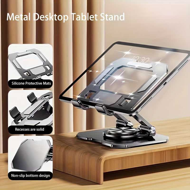 New Tablet Stand, Desktop Live Streaming Phone Holder, 360° Rotating Mobile Base Christmas Gift, Mobile and Tablet Supporter, Tablet Rotating Stand, Suitable for Tablets and Phones, Wide and Stable Tablet Holder, Car Rear Se