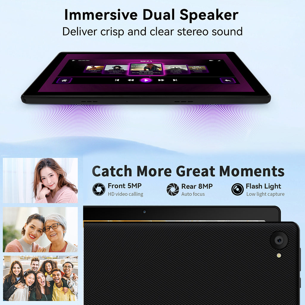 10.1 Inch Android 14 Tablet, Android Tablet, 8 (3+5)GB RAM, 64GB ROM, Expandable to 1TB, Octa-Core, Gray laptop Bag, Wireless Keyboard, Mouse, Folding Case, Stylus without electricity,HD Display, 5MP+8MP Dual Cameras, 1280*80