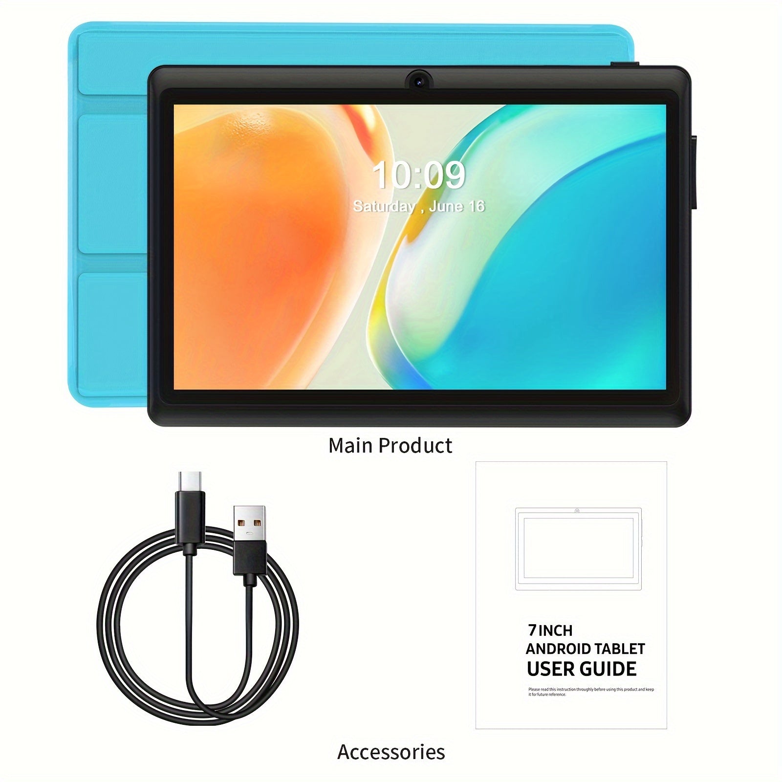 PRITOM 7-Zoll-Android-13-Tablet mit Schutzhülle, 4 GB (2 GB + 2 GB erweitert), 32 GB ROM mit Quad-Core-Prozessor, Unterstützung für Speicherkarten, 1 TB Erweiterung, HD-IPS-Display, zwei Kameras, zwei WLAN (2,4 G + 5 G), T