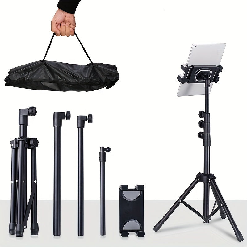 Iron Adjustable Tripod Stand Tablet Holder, Universal Tablet Mount with Telescopic Height for Live Streaming and Recording