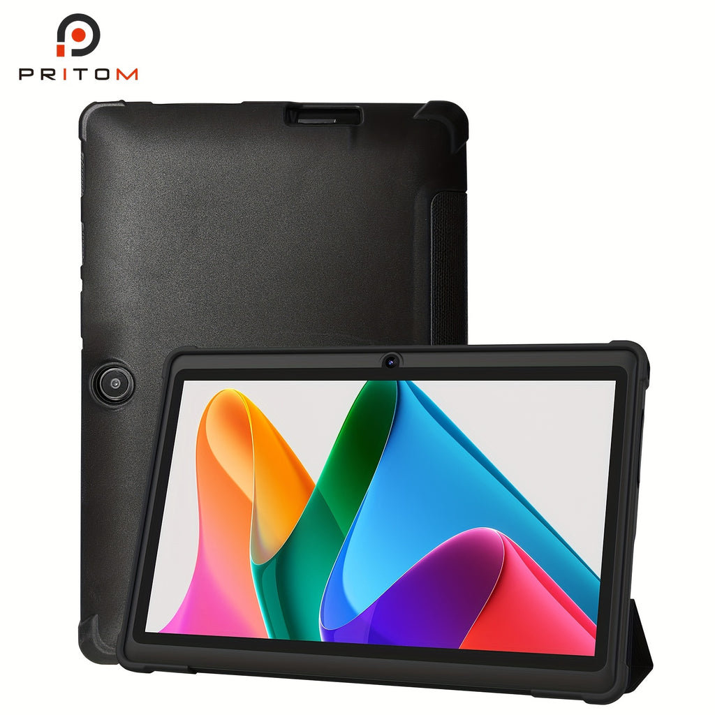 PRITOM 7-Zoll-Android-13-Tablet mit Schutzhülle, 4 GB (2 GB + 2 GB erweitert), 32 GB ROM mit Quad-Core-Prozessor, Unterstützung für Speicherkarten, 1 TB Erweiterung, HD-IPS-Display, zwei Kameras, zwei WLAN (2,4 G + 5 G), T