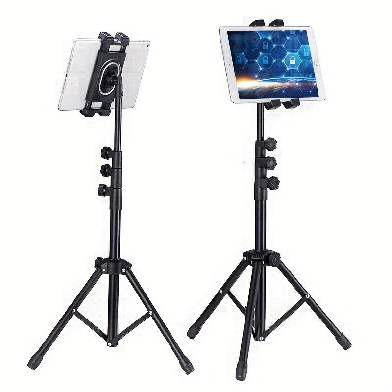 Iron Adjustable Tripod Stand Tablet Holder, Universal Tablet Mount with Telescopic Height for Live Streaming and Recording