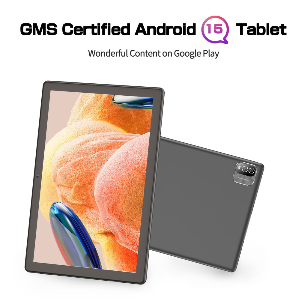 PRITOM 10.1-Inch Android 15 Tablet, 2-In-1 Tablet (Includes Keyboard, Mouse, Case, Stylus And Data Cable), 12GB (3GB + 9GB Expandable) RAM, 64GB Storage, Supports Up to 1TB Storage Expansion, 8 Million Pixel Camera, Dual-Band