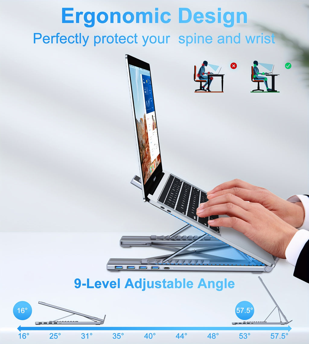 5-in-1 USB-C Laptop Docking Station with PD 100W Fast, USB-C/USB-A/USB-3.1 Ports, SD/TF Card Reader, USB-C Hub for MacBook Pro/Air, Dell, HP, Surface - Dock Computer Docking Port Adapter