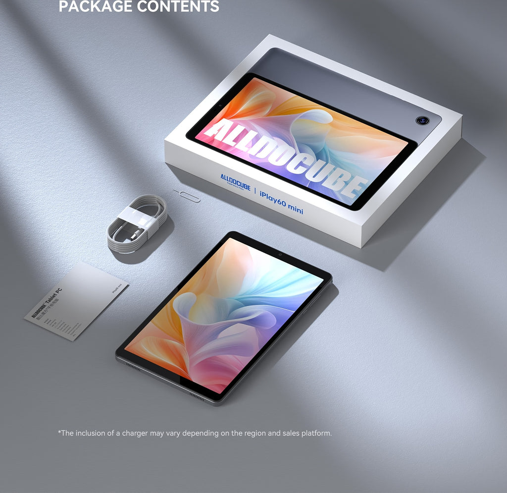 ALLDOCUBE iPlay 60 mini tablet 8.68 inch Android 15 Pad 90Hz display 4G LTE & GPS Widevine L1 12GB(4+8) RAM + 64GB ROM support expandable to 512GB Octa-Core Unisoc T606 CPU dual speakers lightweight