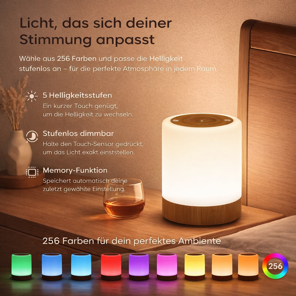 LUMINA TOUCH™ – Smarte LED Stimmungs-Nachtlampe (2er Set)