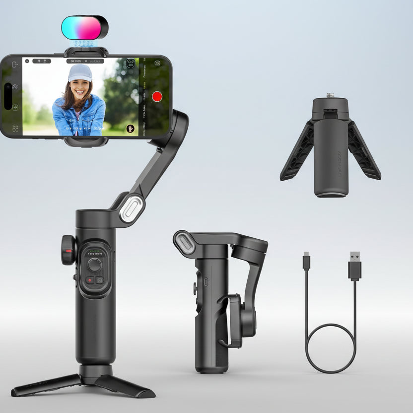 VexaMotion™ Pro – 3-Achsen AI Gimbal Stabilizer mit Smart Face Tracking für iPhone & Android