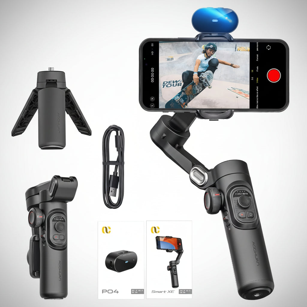 VexaMotion™ Pro – 3-Achsen AI Gimbal Stabilizer mit Smart Face Tracking für iPhone & Android
