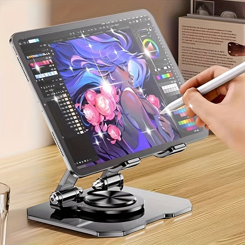 New Tablet Stand, Desktop Live Streaming Phone Holder, 360° Rotating Mobile Base Christmas Gift, Mobile and Tablet Supporter, Tablet Rotating Stand, Suitable for Tablets and Phones, Wide and Stable Tablet Holder, Car Rear Se