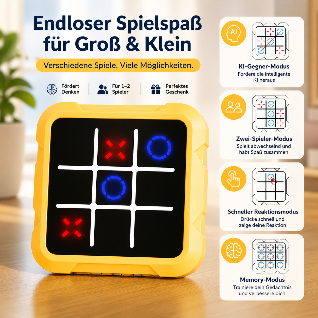 SmartPlay™ – Intelligentes 2in1 Denkspiel für Kinder (Tic Tac Toe & Gomoku)