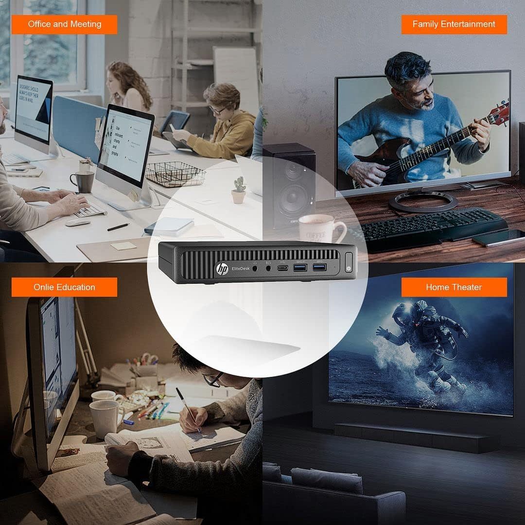 HP Elitedesk 800 G2 Desktop Mini PC, Intel Core I5-6600, 16 GB RAM, 512 GB SSD, US Keyboard (QWERTY), Wifi, Bluetooth, Windows 11 Pro (Refurbished)