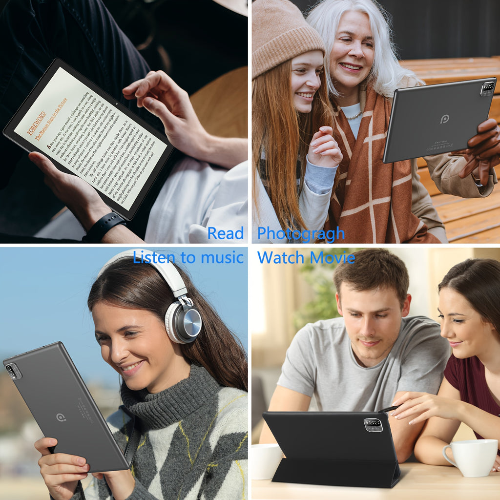 PRITOM 10.1-Inch Android 15 Tablet, 2-In-1 Tablet (Includes Keyboard, Mouse, Case, Stylus And Data Cable), 12GB (3GB + 9GB Expandable) RAM, 64GB Storage, Supports Up to 1TB Storage Expansion, 8 Million Pixel Camera, Dual-Band