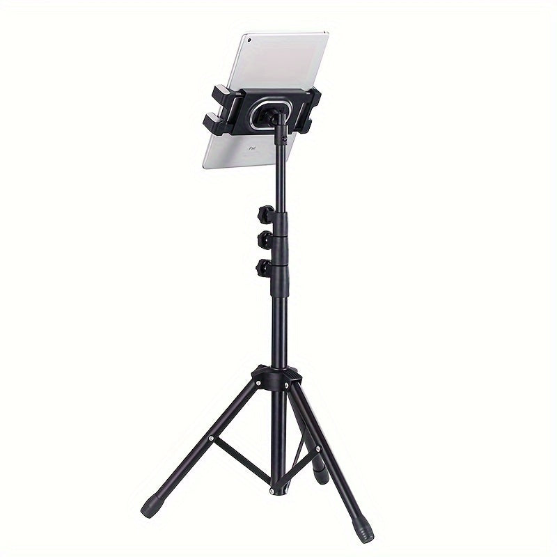 Iron Adjustable Tripod Stand Tablet Holder, Universal Tablet Mount with Telescopic Height for Live Streaming and Recording