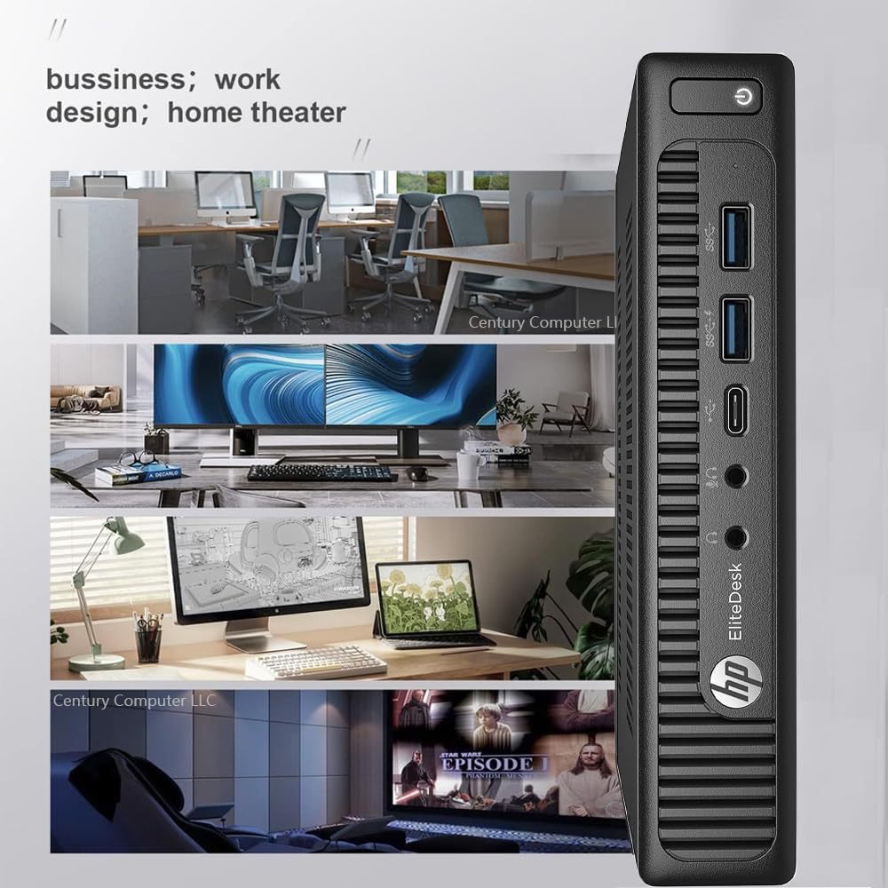 HP Elitedesk 800 G2 Desktop Mini PC, Intel Core I5-6600, 16 GB RAM, 512 GB SSD, US Keyboard (QWERTY), Wifi, Bluetooth, Windows 11 Pro (Refurbished)