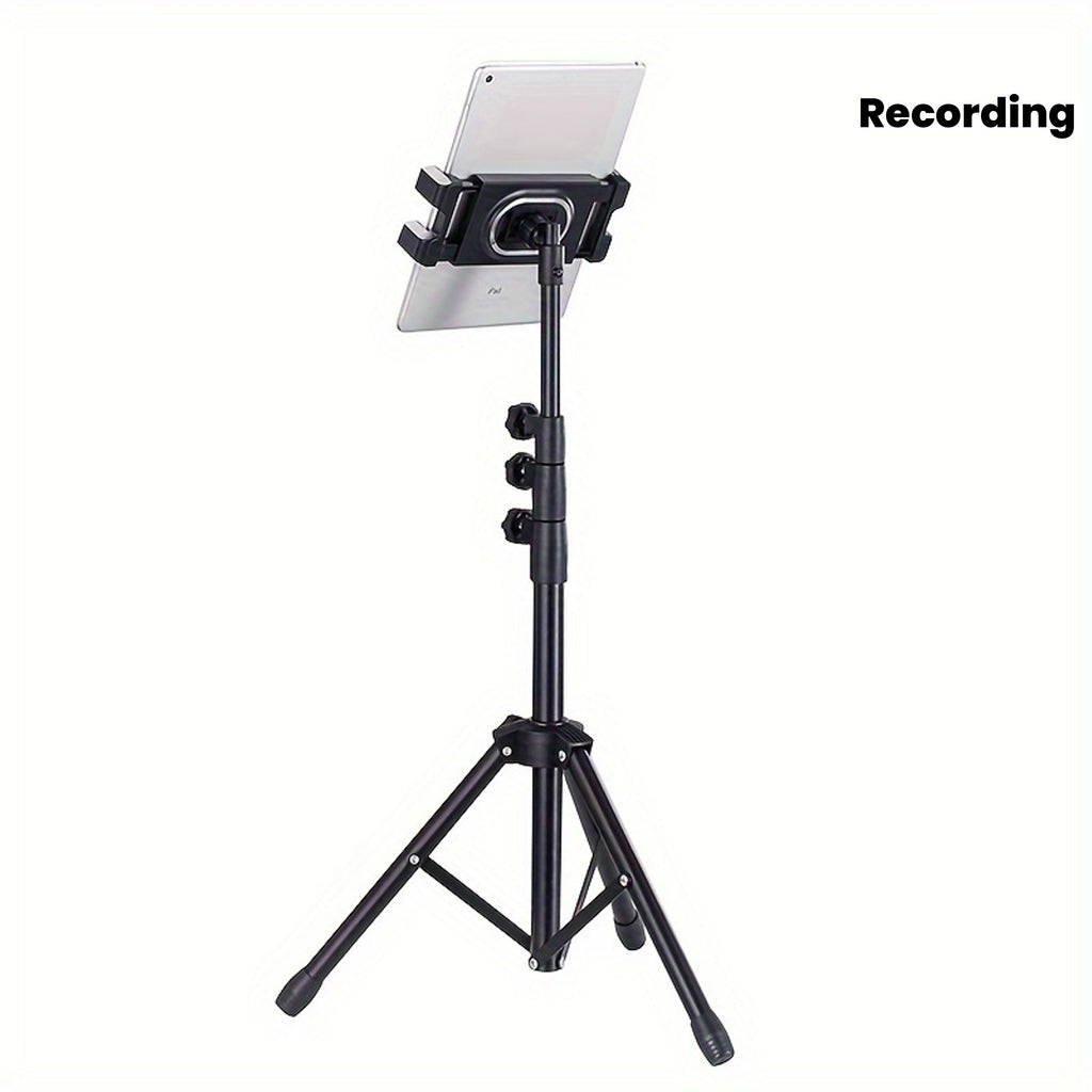 Iron Adjustable Tripod Stand Tablet Holder, Universal Tablet Mount with Telescopic Height for Live Streaming and Recording