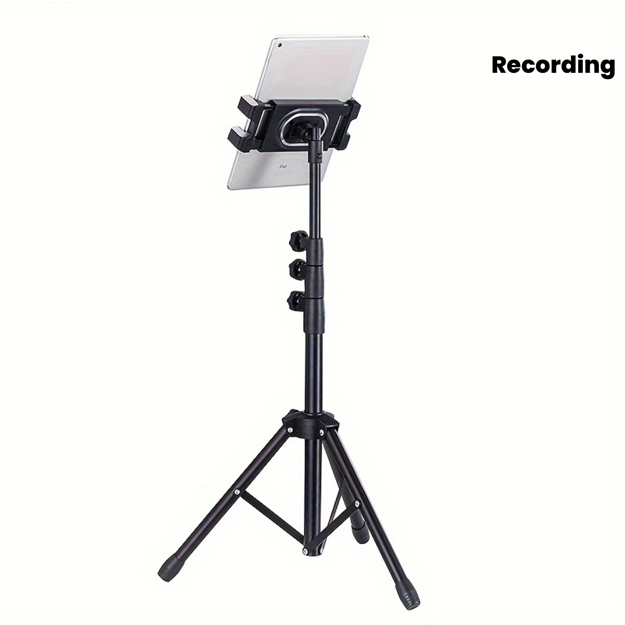 Iron Adjustable Tripod Stand Tablet Holder, Universal Tablet Mount with Telescopic Height for Live Streaming and Recording