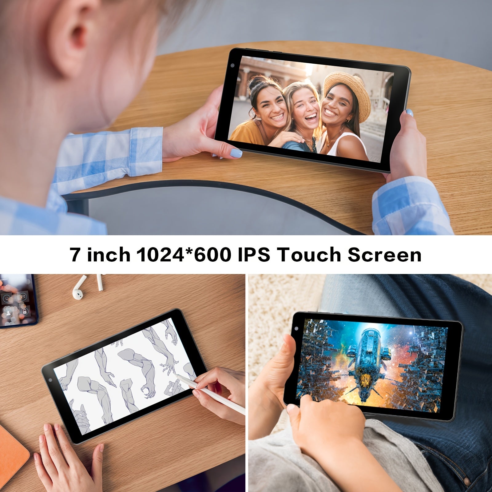 7 Inch Latest Android 14 Tablet, A523CPU Octa-core Processor, 8GB (3+5GB) RAM 64GB ROM, 1TB Of Extended Memory, 8MP Rear Camera, 5G Dual-band, Wifi6, 3500mah Tablet, 1024*600IPS