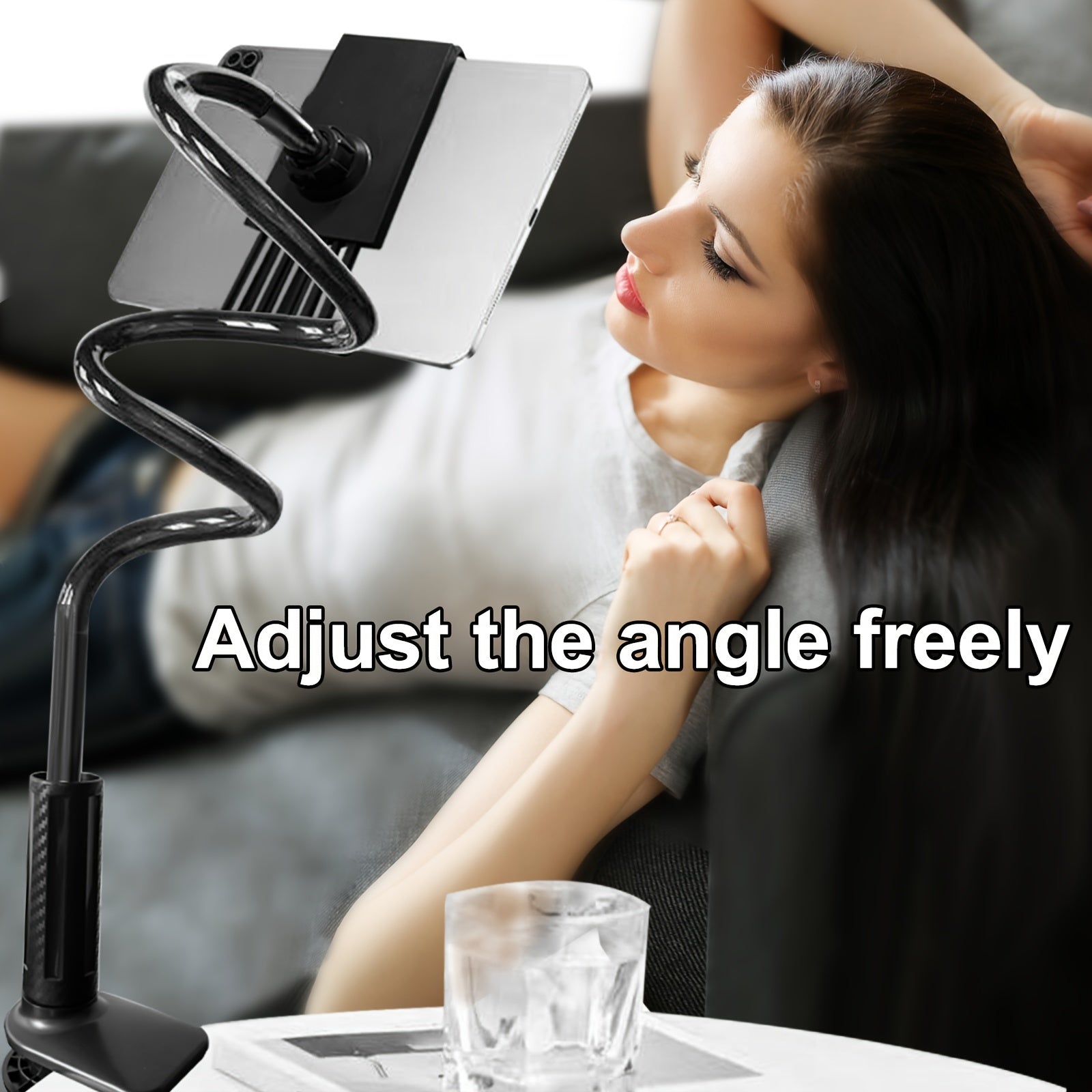 1 Upgraded Heavy-Duty Tablet & Phone Bedside Stand, Lazy Goose Neck Holder. 3D Rotating Long Arm Nightstand Mount for Phones and iPads. Universal Bracket for Online Classes Live Streaming